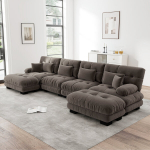 Moodulk&otilde;hvs diivan, U-kujuline, 4 istekohta, &scaron;enill, pruun, 1 tk
