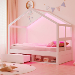 Puidust voodi 90x190 cm, sahtlite ja LED-ga, 120 kg, 1 tk