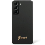 Guess &uuml;mbris Samsung Galaxy S23 GUHCS23SSLSMK must k&otilde;va&uuml;mbris silikoonist Vintage Gold logo jaoks