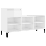 vidaXL jalatsikapp, k&otilde;rgl&auml;ikega valge, 102x36x60 cm, tehispuit