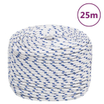 vidaXL paadik&ouml;is, valge, 8 mm, 25 m, pol&uuml;prop&uuml;leen