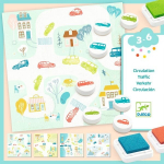 Loominguline komplekt templitega Djeco Autod ja liiklus, DJ09952