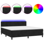 vidaXL kontinentaalvoodi madratsiga ja LED, must, 180x200 cm, samet