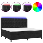 vidaXL kontinentaalvoodi madratsiga, LED, must, 200x200 cm, samet