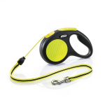 Flexi automaatne rihm Neon New Classic M, kollane, 5 m