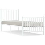 vidaXL metallist voodiraam peatsi ja jalutsiga, valge, 75x190 cm