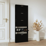 vidaXL jalatsikapp, must, 59 x 17 x 169 cm, tehispuit