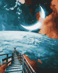 Maalimine numbrite j&auml;rgi - maalimise komplekt 40x50 cm. "The Road to the Moon"