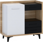 Kummut Meblocross Box 01 1D3S, hele tamm/valge v&auml;rv