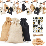 Advendikalendri diy kangakotid džuutkotid 24 tk. + n&ouml;&ouml;r + kleebised + klambrid t&auml;ielik artmaker-komplekt