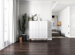 TV-kummut Meble Lindner 112 cm valge matt, metallraam