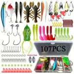 107-osaline kalap&uuml;&uuml;gi lantide komplekt koos karbiga, 107B (107 PCS žvejybos masalai)