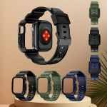 S&uuml;sinikkiud tekstuuriga integreeritud kellarihm kaitse&uuml;mbrisega iPhone/iWatchile.