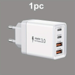 4-Port Kiirlaadija: 20W USB-C Laadimisplokk iPhoneile, iPadile, Samsung Telefonidele - EU Pistik., 1 vnt
