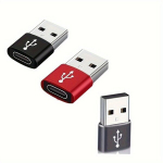 3Pakki USB-C Adapter Apple iPhone Samsung jaoks, juoda+sidabrinė+raudona