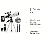Professionaalne Astronoomiline Teleskoop T&auml;hevaatluseks ja Kuu Uurimiseks, Prabangus rinkinys (teleskopas + žvaigždžių teleskopas + apžvalgos teleskopas)