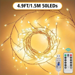 50/100/200LED muinasjututuled, LED tulev&auml;rk tuled, 8 vilkuvat režiimid USB kaugjuhtimispuldiga., Soe valge