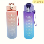 2tk 800ml Gradient Spordi Veepudelid Ajalinjaga, K&otilde;rre ja Rihmaga, rožinė violetinė-2vnt