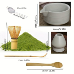 6tk Matcha Komplekt, Bambusest Kauss Vispel Ja Komplekt, Baltas