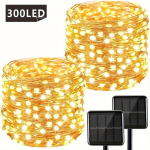2-pack 104FT 300 LED, J&otilde;ulu V&auml;ljas P&auml;ikese String Tuled, Vasktraat 8 Muinasjutu Režiimiga, Aed, Aed, Puu, J&otilde;ulud, Pidu, Pulm (soe) (v&auml;rv) (sinine), &Scaron;iltas