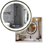 LED-tuledega vannitoapeegel, udu eemaldamise funktsioon ning aja ja temperatuuri n&auml;idik, 70x70cm, LIVMAN INS-2