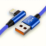 Kiirlaadiv Parempoolne Nurk Lightning Kaabel, Vastupidav Nailonpunutud USB iPhone ja iPad jaoks., Mėlyna