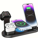 Juhtmevaba Laadija Kiirlaadimine Sobib IPhone/iWatch/AirPods, Juoda