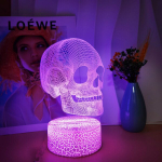 1tk Kolju 3D &Ouml;&ouml;lamp, &Ouml;&ouml;kapp Halloween Kink Must V&auml;rviline., 16 spalvų, baltas tra&scaron;kėjimas