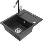 Graniidist k&ouml;&ouml;givalamu Mexen Enzo koos segisti ja sifooniga, Black granite+Black/Chrome