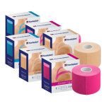Kinesioloogiline teip Nordeplast 5cmx5m, beež/helesinine/roosa, 6 tk