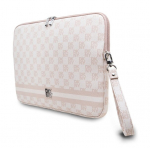 DKNY PU Leather Checkered Pattern and Stripe Laptop Sleeve 13|14" Pink DKCS14PVSHLP