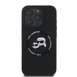 Karl Lagerfeldi silikoonist iPhone 16 Pro Max (6.9) kaitse&uuml;mbris MagSafe'iga &ndash; must, Karl & Choupette disain