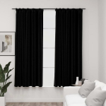 vidaXL pimendavad kardinad konksudega, 2 tk must 140 x 175 cm, Juoda