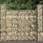 Gabion seinakomplekt, 3 tk., 25x25x197 cm, tsingitud teras, Sidabro
