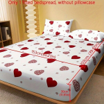 1tk Punane Armastus Print Liibuv Voodilina, S&uuml;gav Tasku., DF Fitted Sheet-true Love White