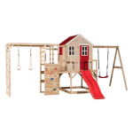 Laste puidust m&auml;nguv&auml;ljak lium&auml;e, kiige, treeningseinaga, Wendi Toys M24R-G, punane, 342 x 508 x 242 cm
