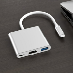 USB-jaotur Alumiinium USB-C jaam 3-&uuml;hes Multiport Adapter Converter T&uuml;&uuml;p C 4K30Hz HDMI-ga.