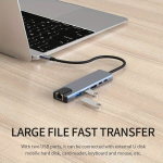 6-in-1 Usb-C Jaotur 4K Etherneti Adapteriga, Sd/Tf Kaardilugeja, Pd 100W Toiteedastus - &Uuml;hilduv Macbook, Huawei, Samsungiga