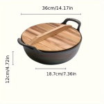 Traditsiooniline Hiina wok puidust kaanega, mittenakkuv., 32 Yuanbao puodas + medinis dangtis