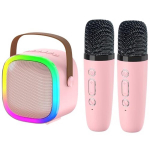 Riff K12 kaasaskantav BT karaokes&uuml;steem 2 juhtmevaba mikrofoniga, roosa
