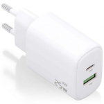 Laadija - AISENS - A110-0911 - 25W - 1xUSB-C PD3.0 - 1xUSB-A QC3.0 - Valge