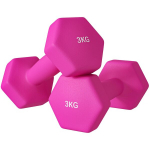 SPORTNOW hantlite komplekt 2 hantlit 2 x 3 kg hantlite komplekt, p&otilde;randas&otilde;bralik kuusnurkne hantlikomplekt j&otilde;utreeninguks, kodus, roosa, Rosa
