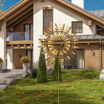 Aiakaunistused,Metallist kineetiline tuuleveski | Tuules p&ouml;&ouml;rlev aiakaunistus, kuldne-31 cm