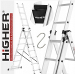 Alumiiniumist universaaltrepid HIGHER 3x7, 150 kg, multifunktsionaalsed