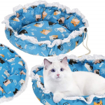 &Uuml;mmargune koera ja kassi pesa Springos PA0242 l&auml;bim&otilde;&otilde;t 73 cm pl&uuml;&uuml;skangast ase pehme &auml;&auml;rega sinine