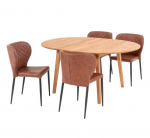 S&ouml;&ouml;gitoa komplekt Metz & Pisa, pikendatav laud + 4 tooli, naturaalne/pruun