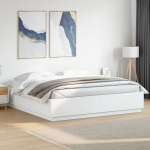 kaheinimese voodi，t&auml;iskasvanu voodi，voodiraam LED-tuledega, valge, 200 x 200 cm, tehispuit CFE2830135