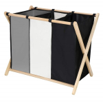 Pesukorv Springos LB0020 105 l kolme kangast osaga, kokkupandav, must, hall, ekru