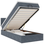 &uuml;heinimese voodi，t&auml;iskasvanu voodi，Ottomani voodiraam madratsiga, tumehall, 90x200cm, samet CFE9394942