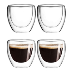 Klaasid, tassid, kannud,Uus 1/4/6Tk Double Wall Shot Klaas topeltseinaga espresso kohvitass 80ml /250ML/350ML/450ML,Mahutavus:4TK-80ML;